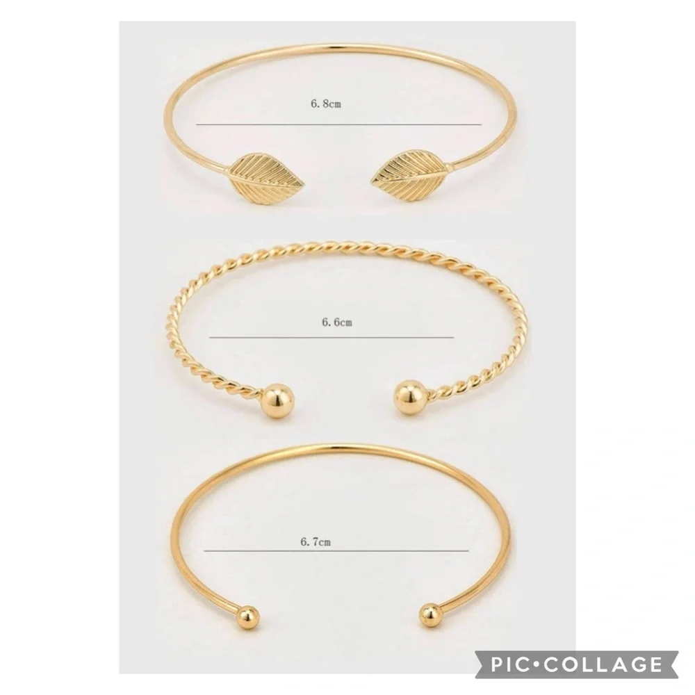 3 pc set of gold cuff bracelets - Picture 3 of 3